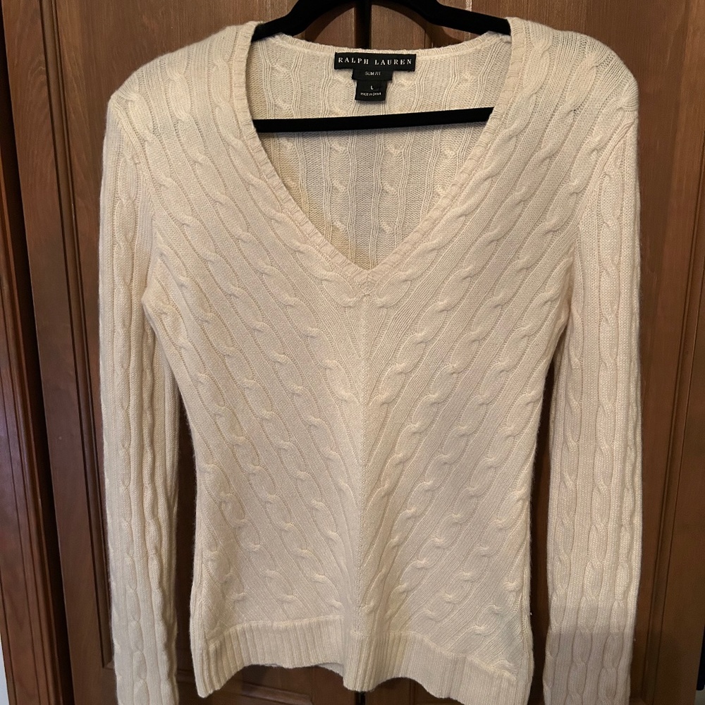 Ralph Lauren Black Label Cable knit Cashmere V-neck